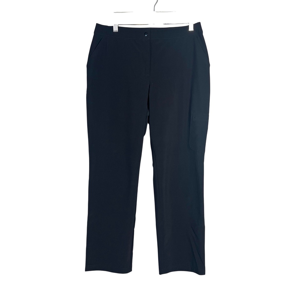 Chicos Weekends Lightweight Pant Sz 1 S Small Short Black Technical Utility NEW